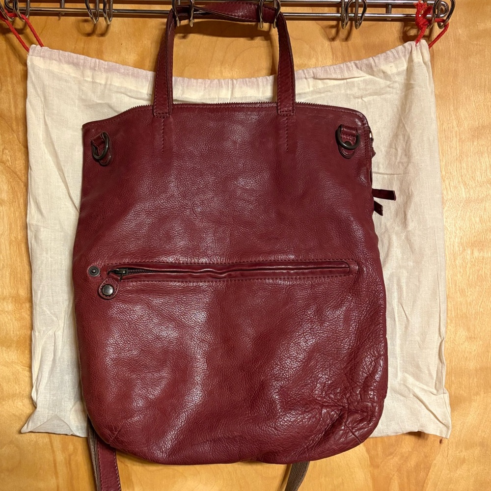 Aunts and Uncles Deep Burgundy Leather Crossbody Bag - Picture 5 of 7
